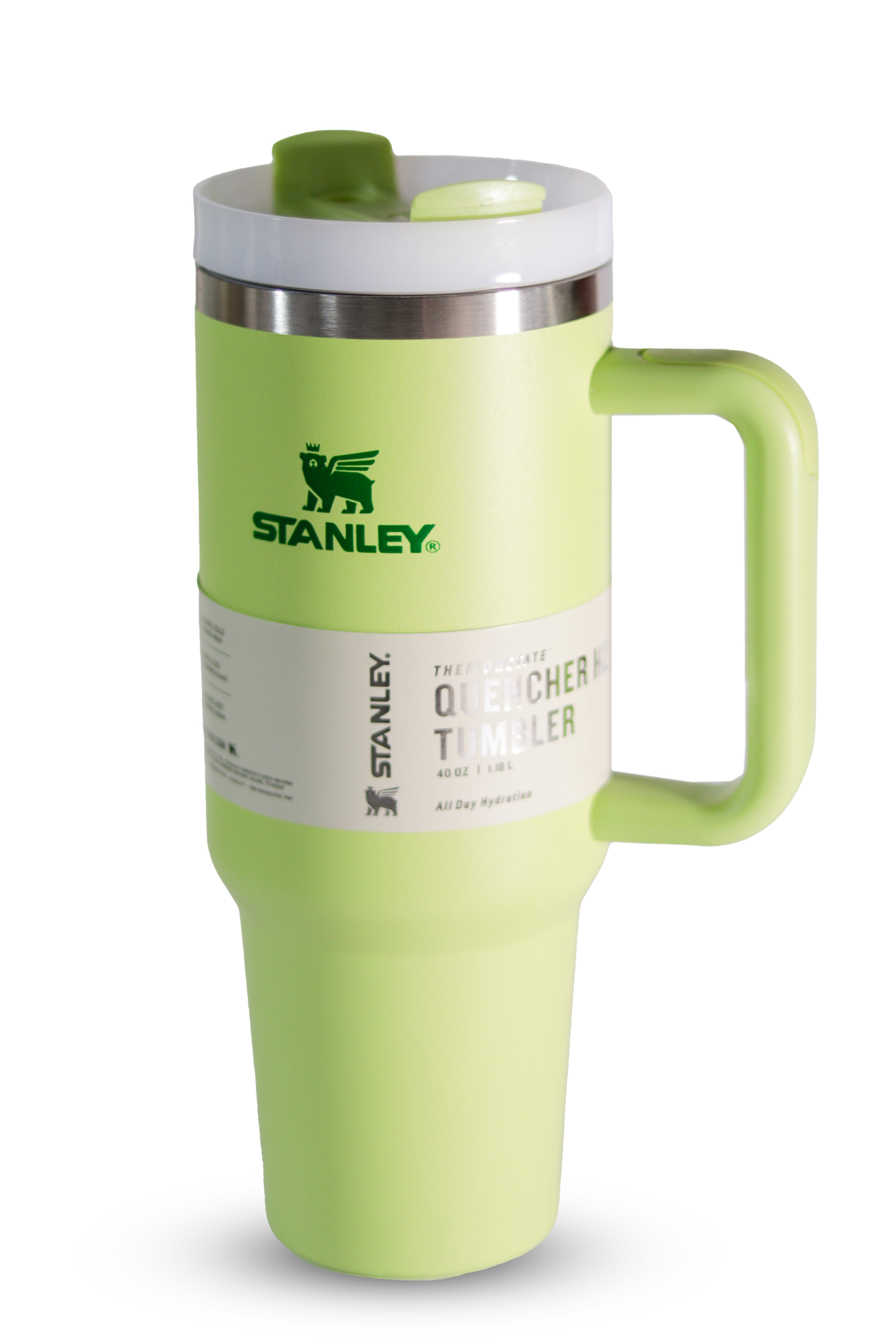 "Stanley Green vacuum insulated stainless steel tumbler - rust-resistant and dishwasher safe"